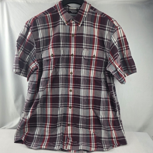 Carhartt Other - Men's Carhartt Relaxed Fit Button Down Plaid Shirt - XL Red and White N22